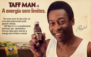 pelé segura um energético comercial de taff man e